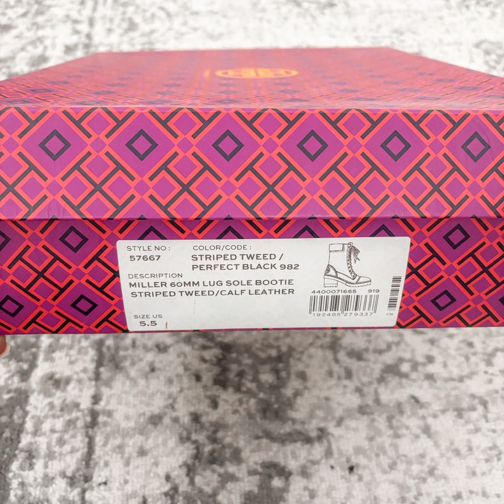 NWB Tory Burch Miller Tweed Lace Up Boot - Picture 7 of 16